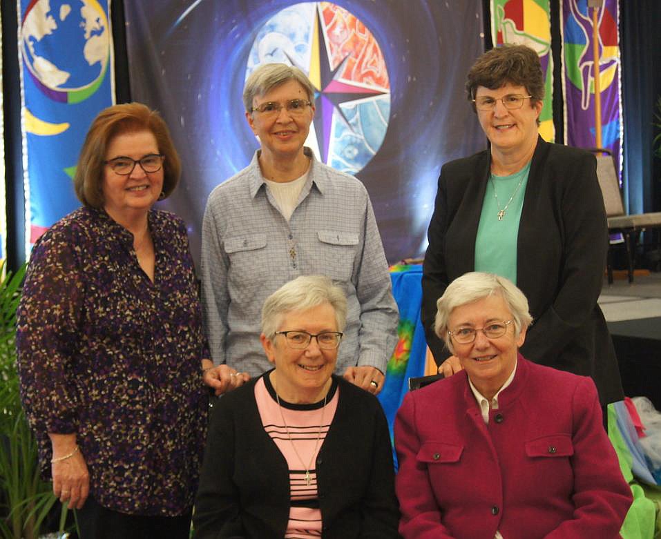 The Sisters of Mercy new leadership team is comprised of Sister Patricia Flynn, (seated from l.) first councilor, and Susan Sanders, president, and Sisters Maureen King, (standing from l.), Judith Frikker and Teresa Bednarz. (Photo provided)