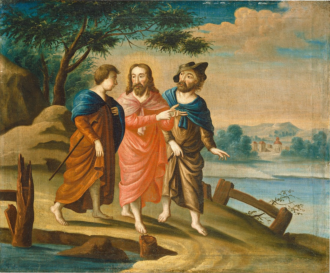 This is an American 18th century painting entitled "Christ on the Road to Emmaus," c, 1725/1730. And just like on that road, catechists share their stories when inviting families to begin a new season of touching Jesus’ garment of hope, faith and love. (OSV News photo/courtesy National Gallery of Art)