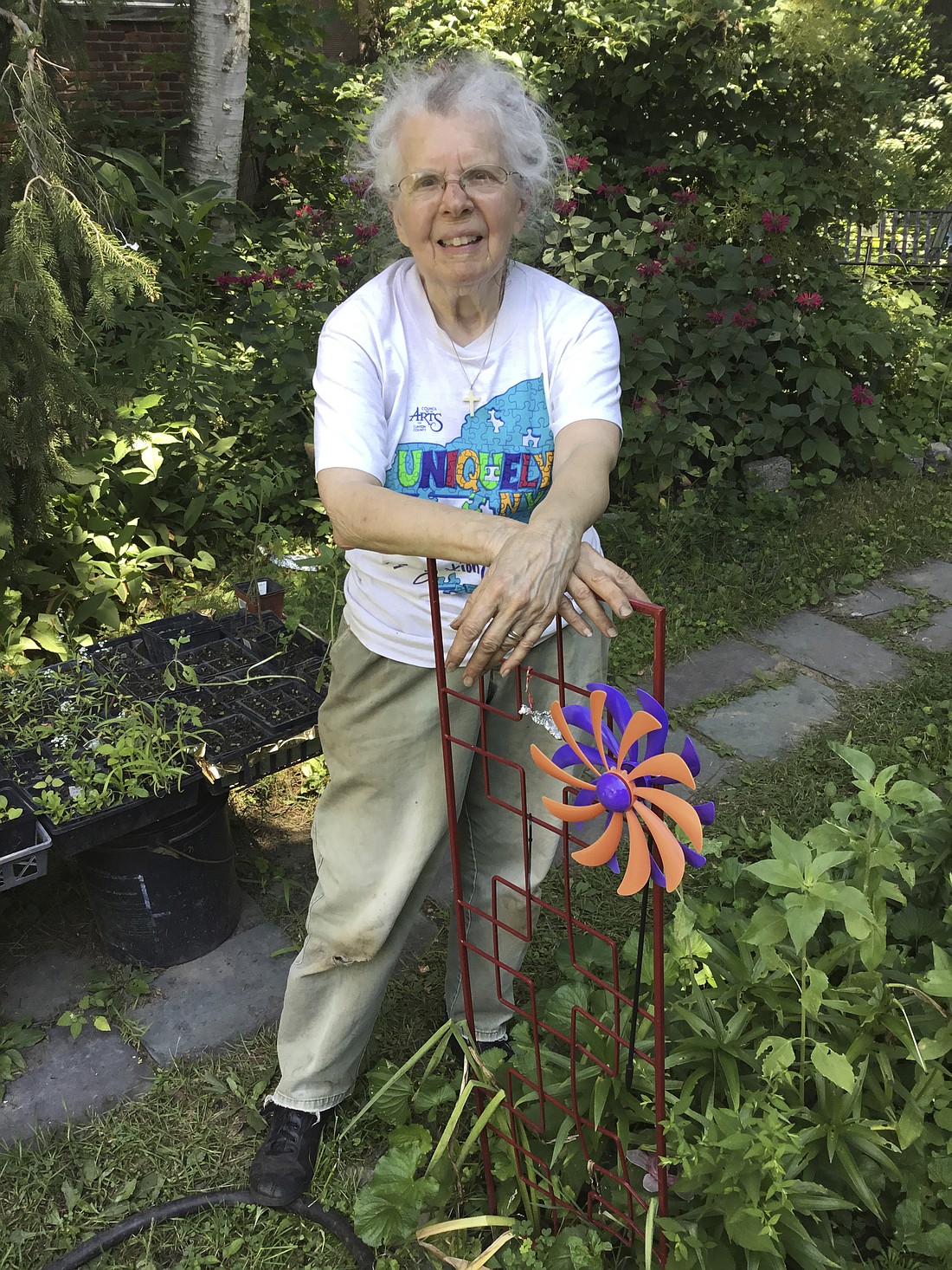 Sister Chris Partisano, CSJ, is shown gardening. It's one of the many hobbies she enjoys practicing. (Photo provided)