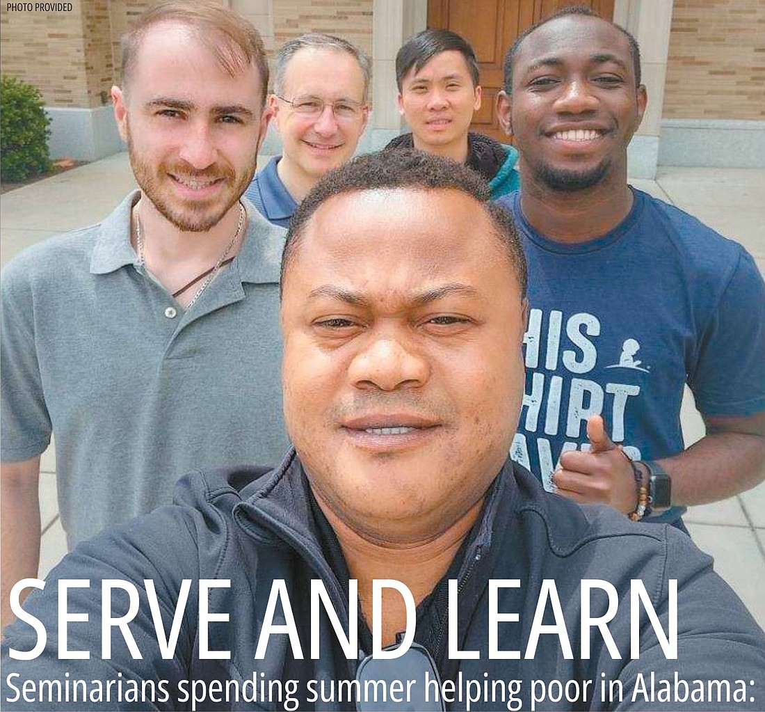 This summer Tom Fallati (back l.) and five other seminarians traveled to
Selma, Ala., to serve the Edmundite Missions. Their story first was
shared in the June 22-29 edition of The Evangelist.