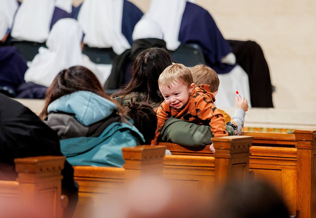 A child smiles during the opening Mass of the National Prayer Vigil for Life Jan. 18, 2024, at the Basilica of the National Shrine of the Immaculate Conception in Washington. (OSV News photo/Gregory L. Tracy, The Pilot)