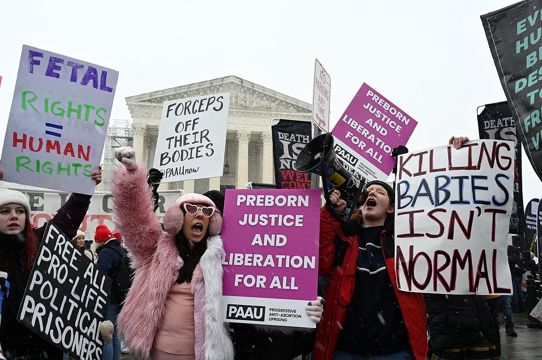 Pro-life demonstrators rally outside the U.S. Supreme Court during the 51st annual March for Life in Washington Jan. 19, 2024. (OSV News photo/Leslie E. Kossoff).