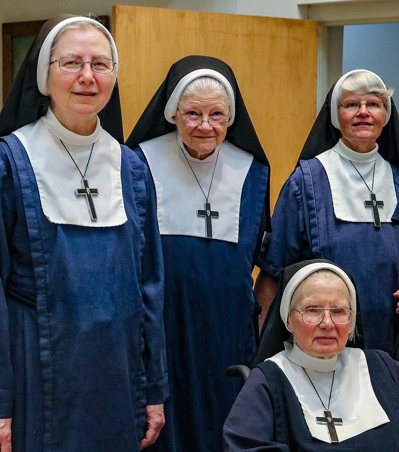 Members of the Sisters of St. Mary, an Anglican order based in Greenwich, N.Y., are pictured in a 2020 photo. Standing are, from left, Mother Miriam and Sisters Catherine Clare and Mary Elizabeth, with Sister Mary Jean seated. Anglican/Episcopal, Catholic and other religious groups are fighting New York state's abortion mandate -- requiring most private insurance plans to cover abortion. The groups' legal challenge went to the state's highest court April 16, 2024. (OSV News photo/courtesy Becket)