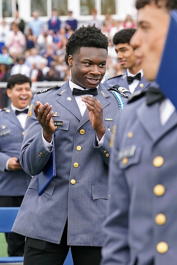 Graduate Emmanuel Karkari-Mensah applauds the Class of 2024 at the conclusion of their commencement exercises on Saturday May 18, 2024, at La Salle Institute in Troy, N.Y.  Cindy Schultz for The Evangelist