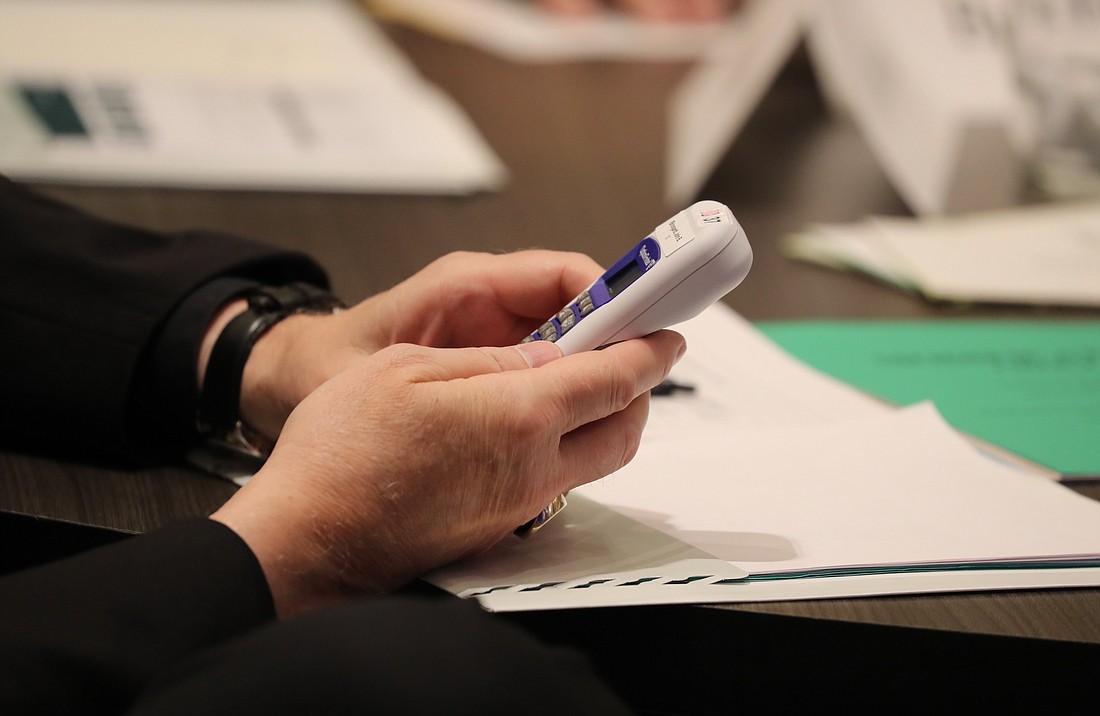 A bishop votes June 14, 2024, at the U.S. Conference of Catholic Bishops' Spring Plenary Assembly in Louisville, Ky. (OSV News photo/Bob Roller)