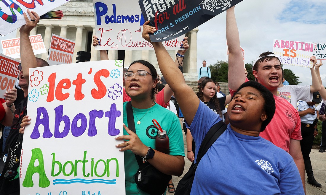 Pro-life activists gather near the Lincoln Memorial in Washington on June 24, 2023, for the demonstration of National Celebrate Life Day commemorating the one-year anniversary of the Dobbs 2022 judgment by the U.S. Supreme Court, ending Roe v. Wade, 1973 court decision that legalized abortion throughout the country. (Photo OSV News/Evelyn Hockstein, Reuters)