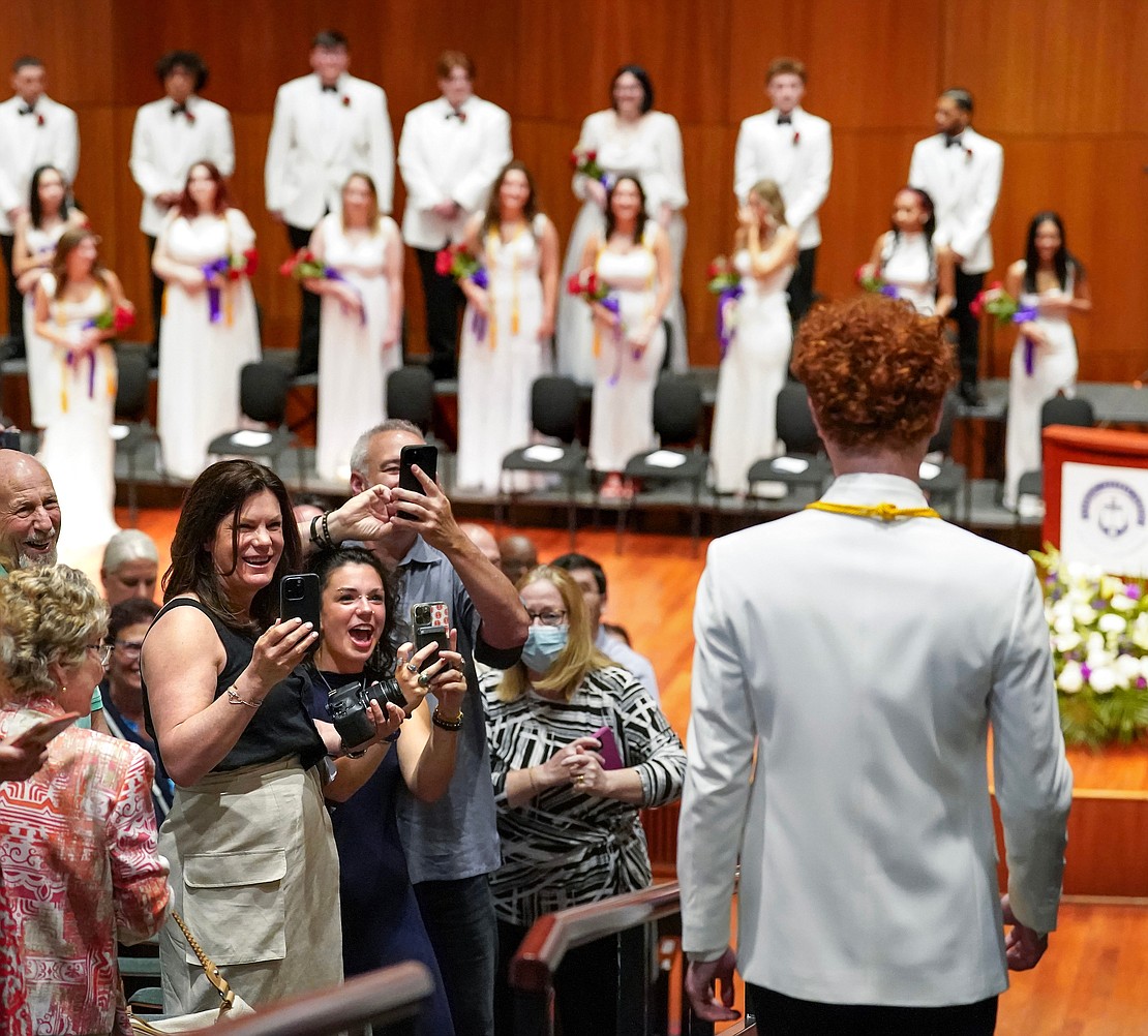 Family and friends cheer on graduates as they take the stage for Catholic Central School’s commencement exercises on June 8, at the Massry Center for the Arts in Albany.(Cindy Schultz photo for The Evangelist)