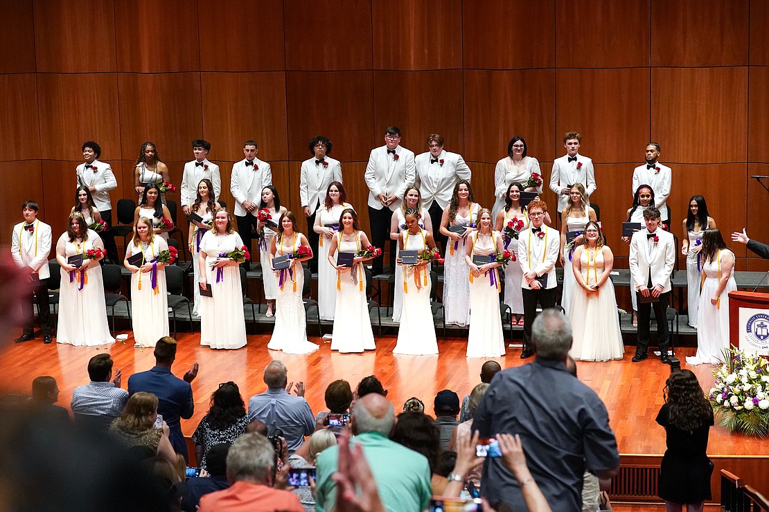 The Catholic Central School Class of 2024 during commencement exercises on June 8, at the Massry Center for the Arts in Albany.(Cindy Schultz photo for The Evangelist)