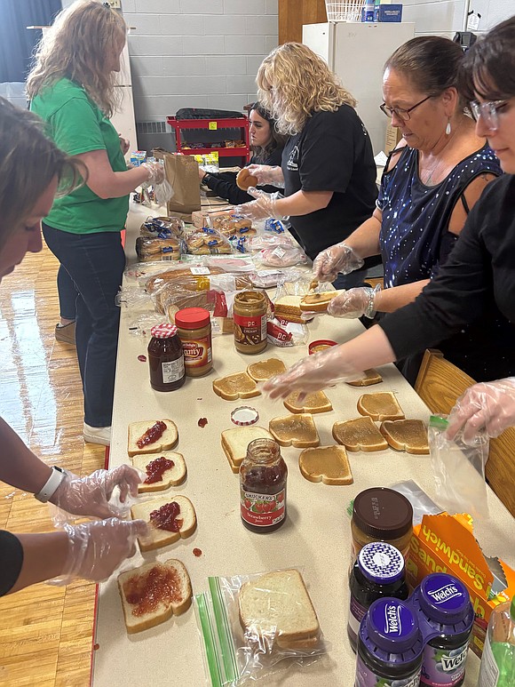 HOLY SPIRIT SCHOOL (EAST GREENBUSH): Teachers prepared 100 bagged lunches for Joseph’s House in Troy. Each bag had two sandwiches and a variety of snacks and were delivered to Joseph’s House. (Photo provided)