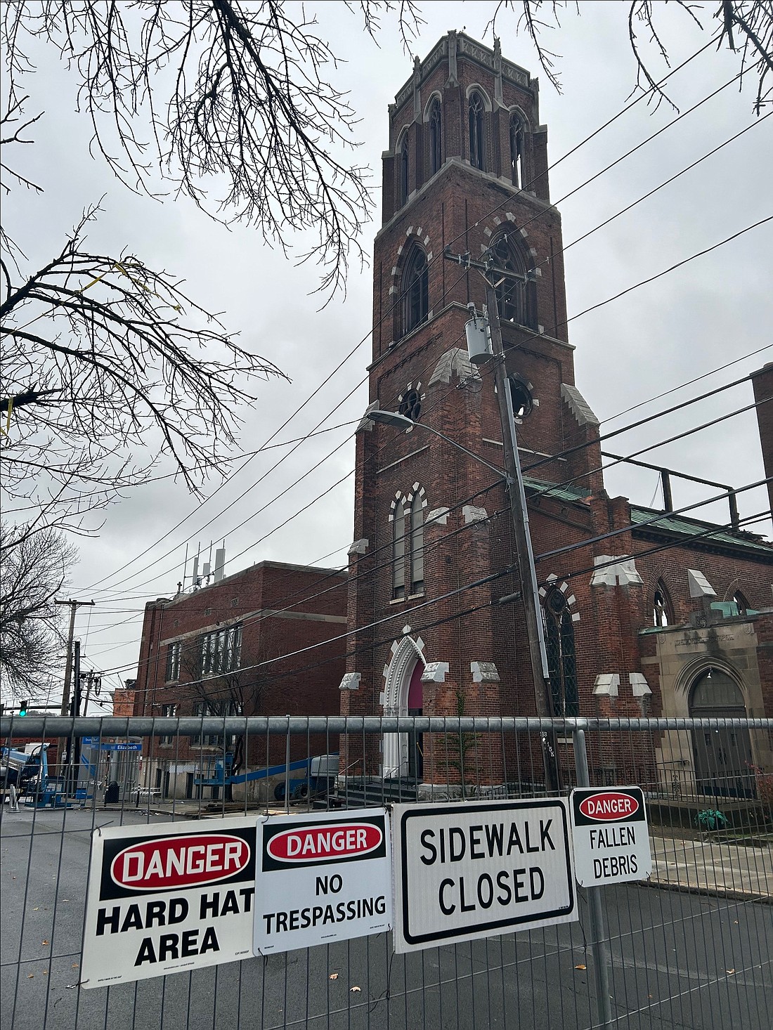 Elijah Missionary Baptist Church, the former Our Lady Help of Christians, was destroyed by fire on Nov. 14. This is what the church looked like as it was being torn down on Nov. 22. (Mike Matvey photos)