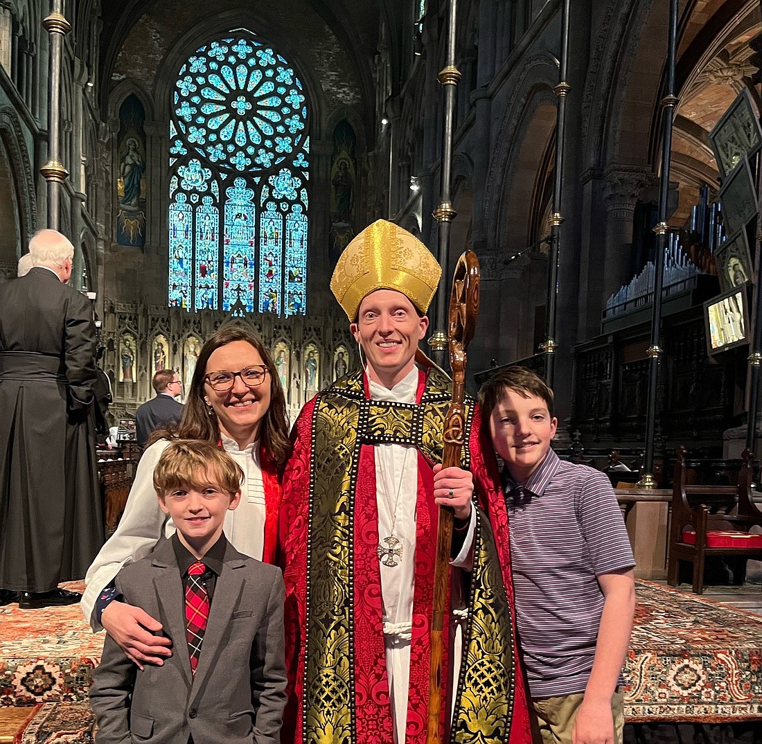 Bishop Jeremiah Williamson is shown with his family at his consecration service at the Cathedral of All Saints in Albany. (Photo provided)