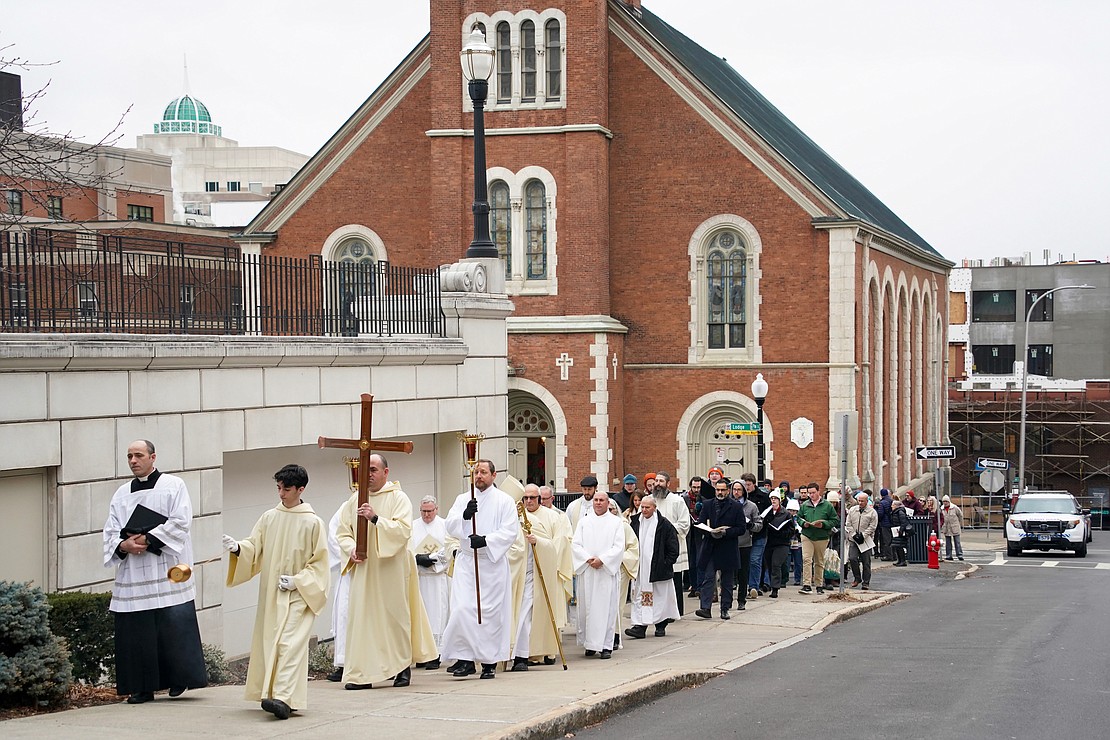 The Jubilee Year 2025 pilgrimage took place on Jan. 5 from Historic St. Mary's on Capitol Hill to the Cathedral of the Immaculate Conception in Albany. A prayer service, procession and Mass officially opened Jubilee Year 2025 in the Diocese of Albany. (Cindy Schultz photo for The Evangelist)