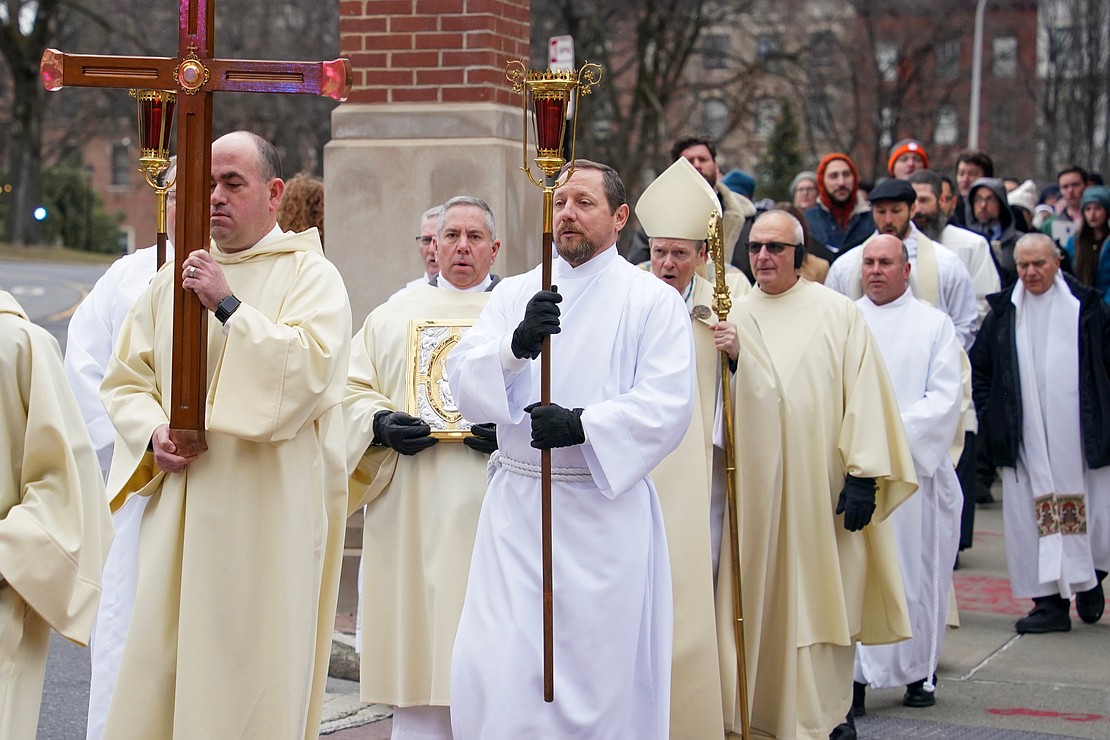 The Jubilee Year 2025 pilgrimage took place on Jan. 5 from Historic St. Mary's on Capitol Hill to the Cathedral of the Immaculate Conception in Albany. A prayer service, procession and Mass officially opened Jubilee Year 2025 in the Diocese of Albany. (Cindy Schultz photo for The Evangelist)