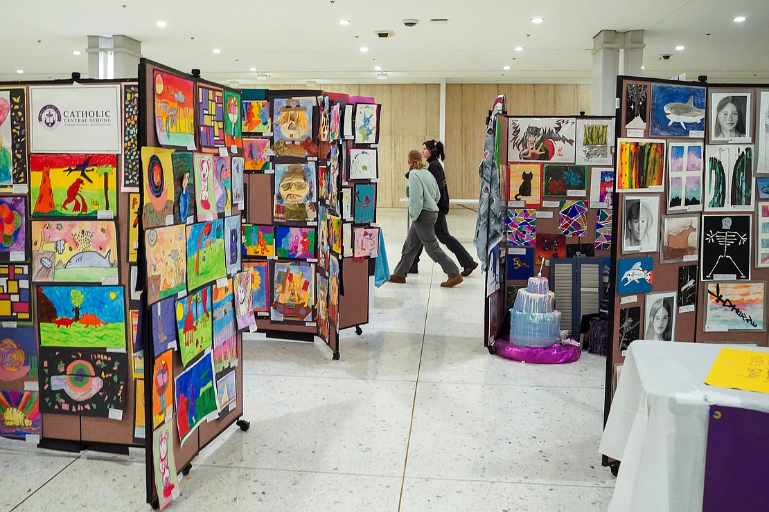 The Catholic Schools Week Art Exhibit is seen Jan. 30 at the Empire State Plaza South Concourse in Albany. (Cindy Schultz photo for The Evangelist)