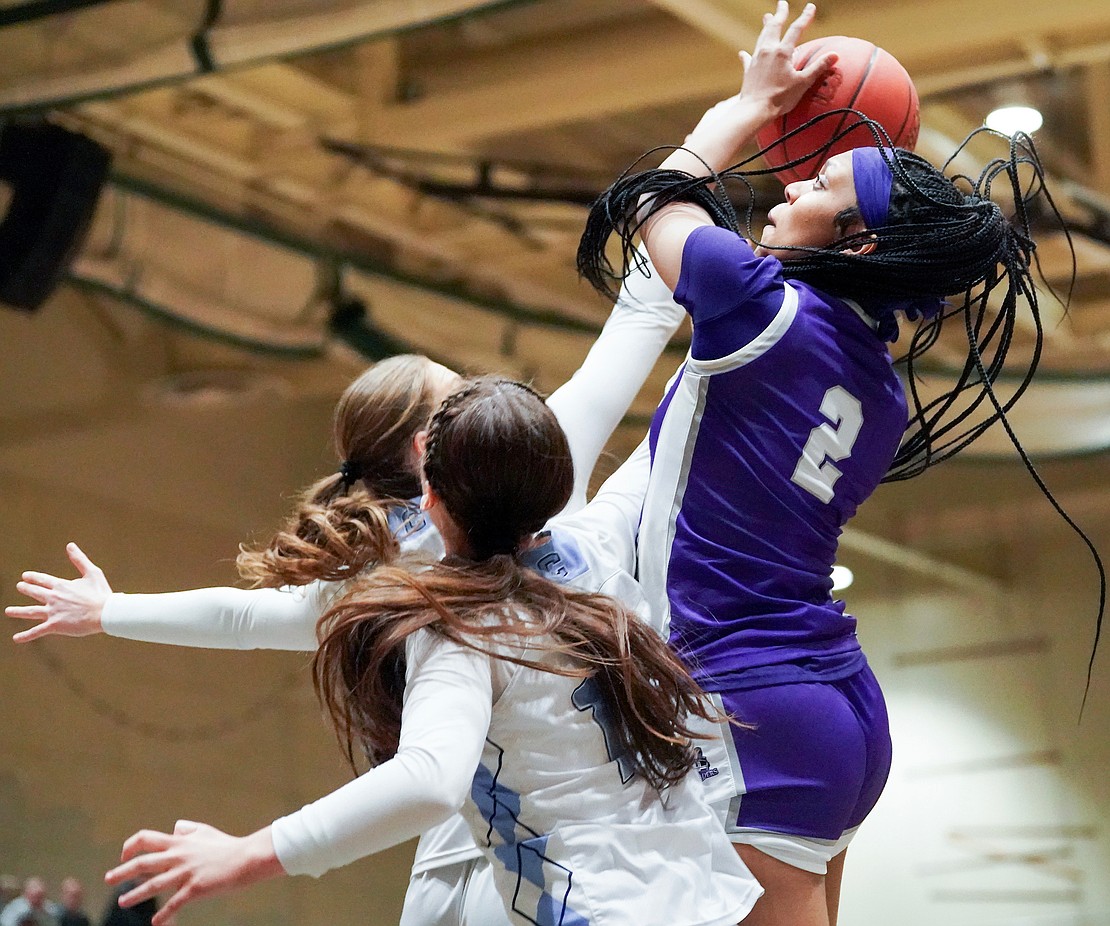 Catholic Central’s Akarri Gaddy goes to the hoop during the Crusaders' Section II Class AA final basketball game on March 10 at Hudson Valley Community College in Troy. (Cindy Schultz photo for The Evangelist)