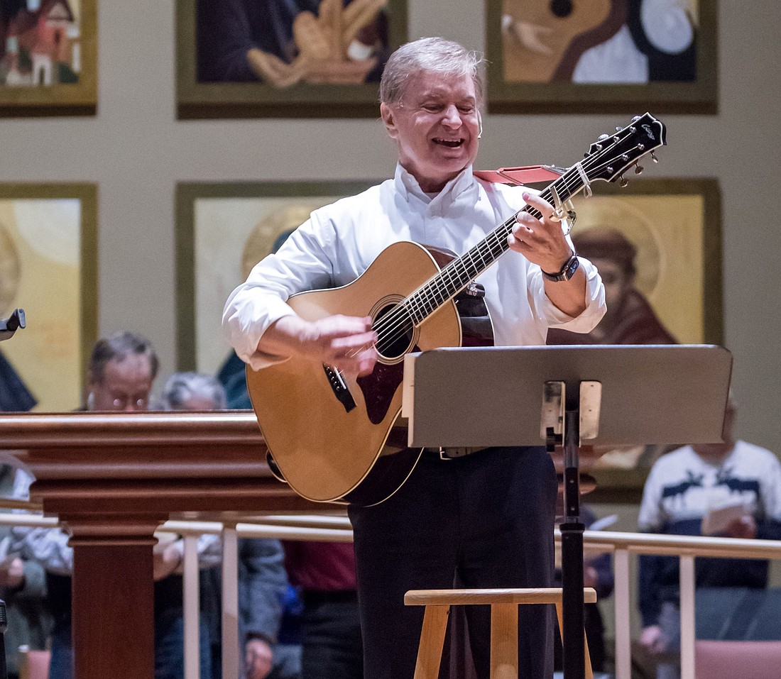 Liturgical composer Dan Schutte, seen here preforming at last years Lenten Evening of Songs and Lenten Retreat at St. Vincent de Paul Church in Albany, is coming back to the Albany Diocese for another concert/retreat weekend on Friday, March 28 and Saturday, March 29 at Christ the King Church in Guilderland. (Provided photo)