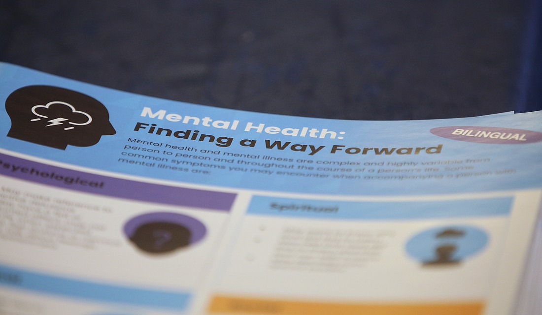 A booklet is pictured during a lecture titled "Mental Health: Moving Past the Taboo to a Culture of Acceptance" at the Catholic Social Ministry Gathering in Washington. Mental illness in America has been declared an official social health care emergency -- especially since the coronavirus pandemic and as community-fragmenting forms of social media continue to multiply. (OSV News photo/Bob Roller)