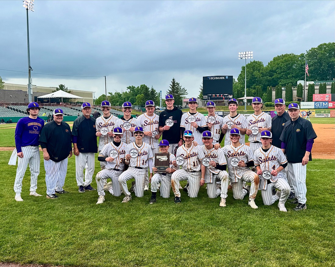 The Saratoga Central Catholic baseball team won its sixth sectional title, and first since 2011, after the Saints defeated Granville, 5-2, for the Section II Class C crown on May 29. (Sam Caron photos)
