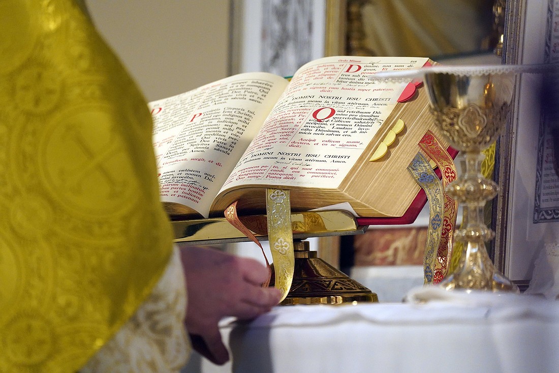 A sacramentary is seen on the altar during a traditional Latin Mass in this file photo at St. Josaphat Church, in Flushing, in the Queens borough of New York City.  (OSV News photo/Gregory A. Shemitz)