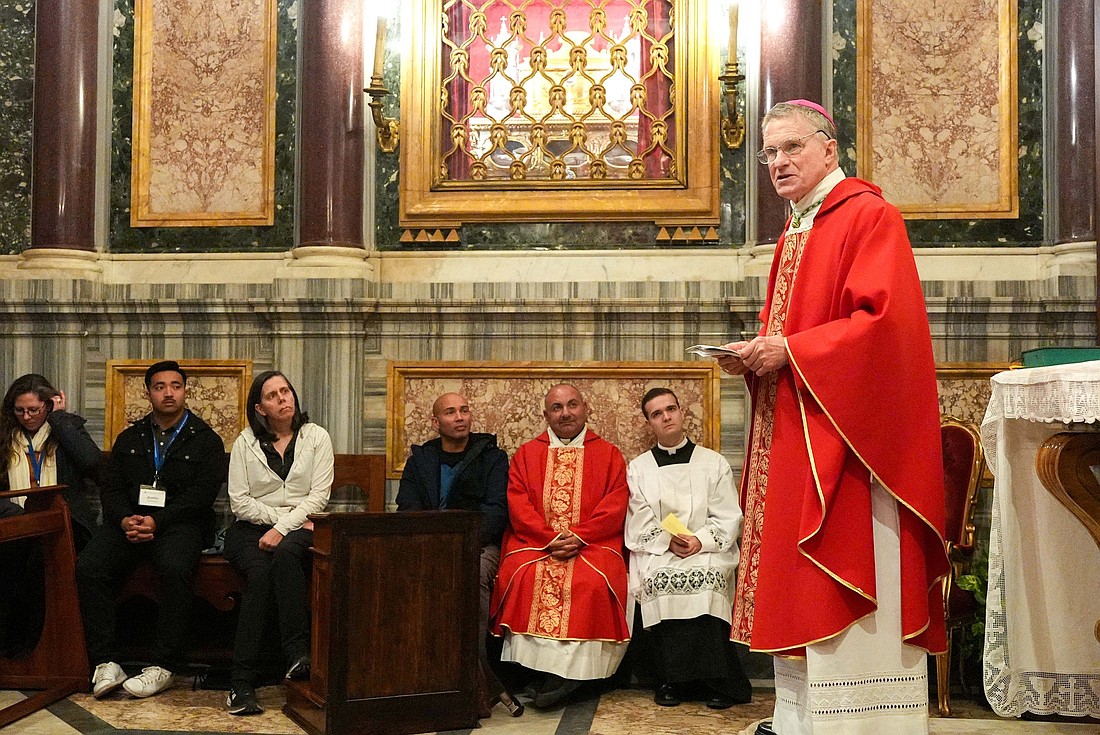 Archbishop Timothy P. Broglio of the U.S. Archdiocese for the Military Services, and president of the U.S. Conference of Catholic Bishops, gives his homily during Mass at the Basilica of St. Mary Major in Rome Feb. 6, 2025. The USCCB in a June 26, 2025, letter to U.S. senators reiterated its support for and opposition to various provisions in the budget bill called the One Big Beautiful Bill Act. (CNS photo/Lola Gomez)