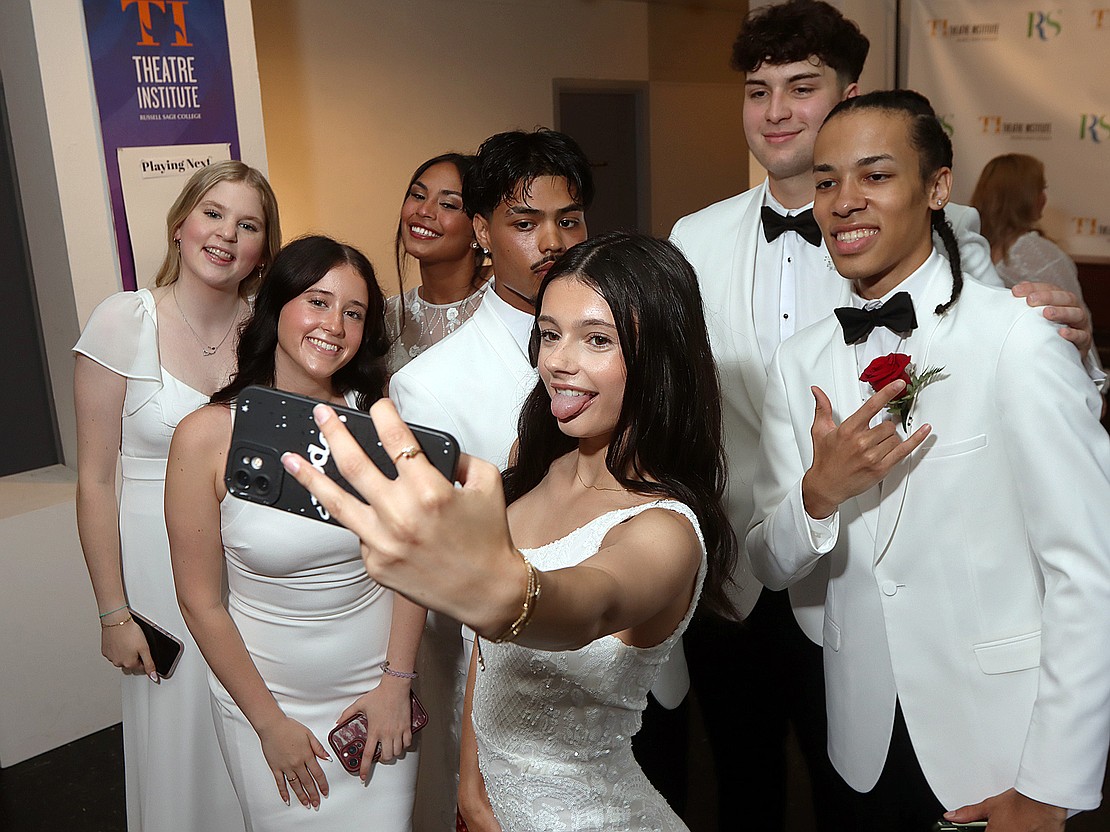 Catholic Central's Carlie Cole snaps a selfie of her with some of her classmates prior to Catholic Central's 102nd Commencement on June 7 at Russell Sage College in Troy. (Tom Killips photo)