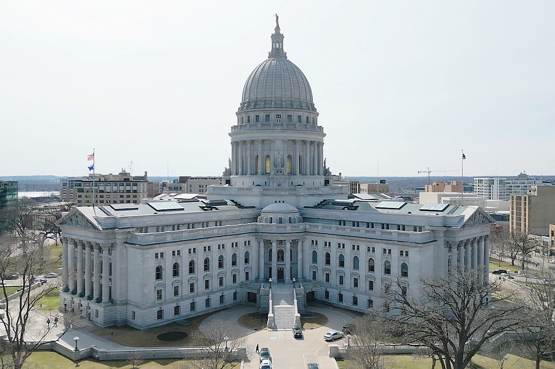 The Wisconsin State Capitol building is seen in a drone photograph in Madison March 21, 2025. On July 2, Wisconsin's Supreme Court struck down the state's 176-year-old abortion ban in a 4-3 ruling. (OSV News photo/Eric Cox, Reuters)