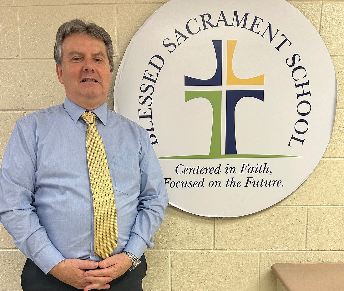 After two years as social-studies teacher, Michael O’Kane, who has held positions as teacher to assistant principal to principal in his long career, was named principal at Blessed Sacrament this year. (Mike Matvey photo)
