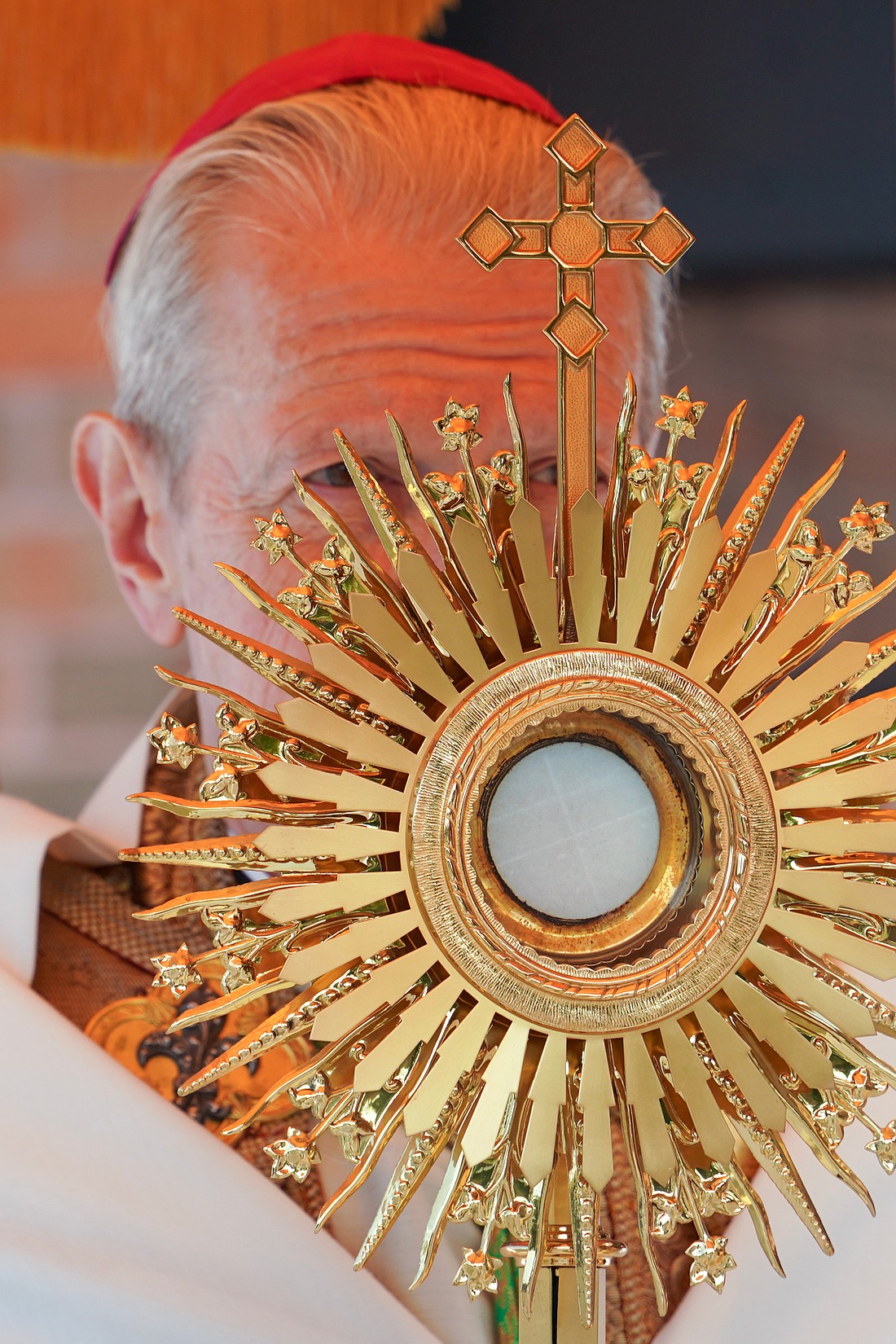 Bishop Edward B. Scharfenberger holds the monstrance during the Jubilee procession on Sunday, Sept. 21, 2025, at Mater Christi Parish in Albany, N.Y.  Cindy Schultz for The Evangelist