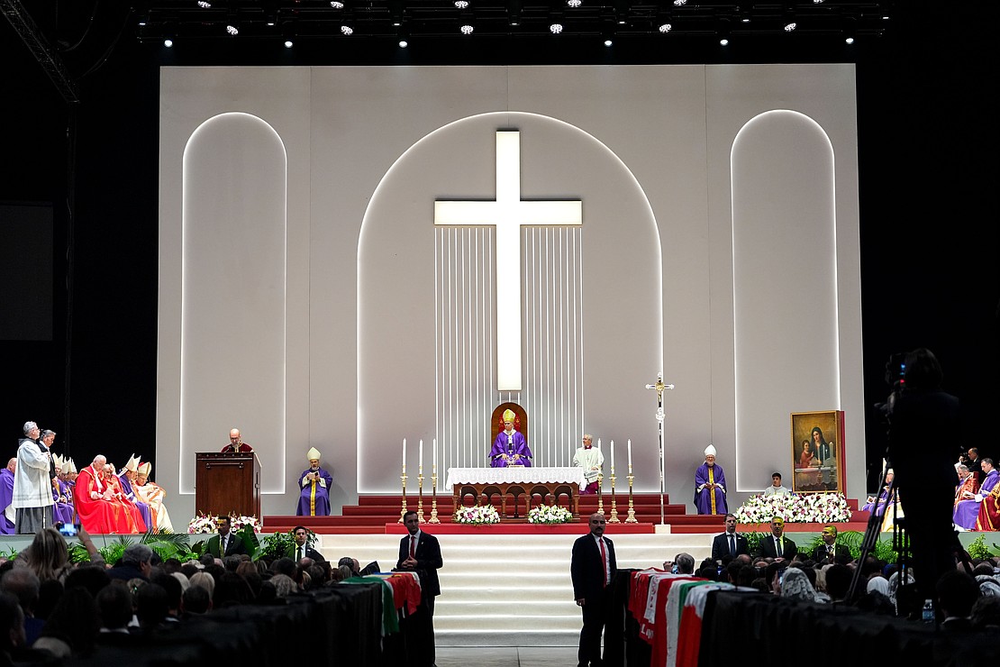 Pope Leo XIV celebrates Mass with members of Turkey’s Catholic communities at the Volkswagen Arena in Istanbul Nov. 29, 2025. (CNS photo/Lola Gomez)