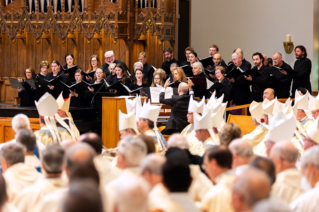 The choir is seen during the Installation Mass. (Patrick Dodson photo for The Evangelist)