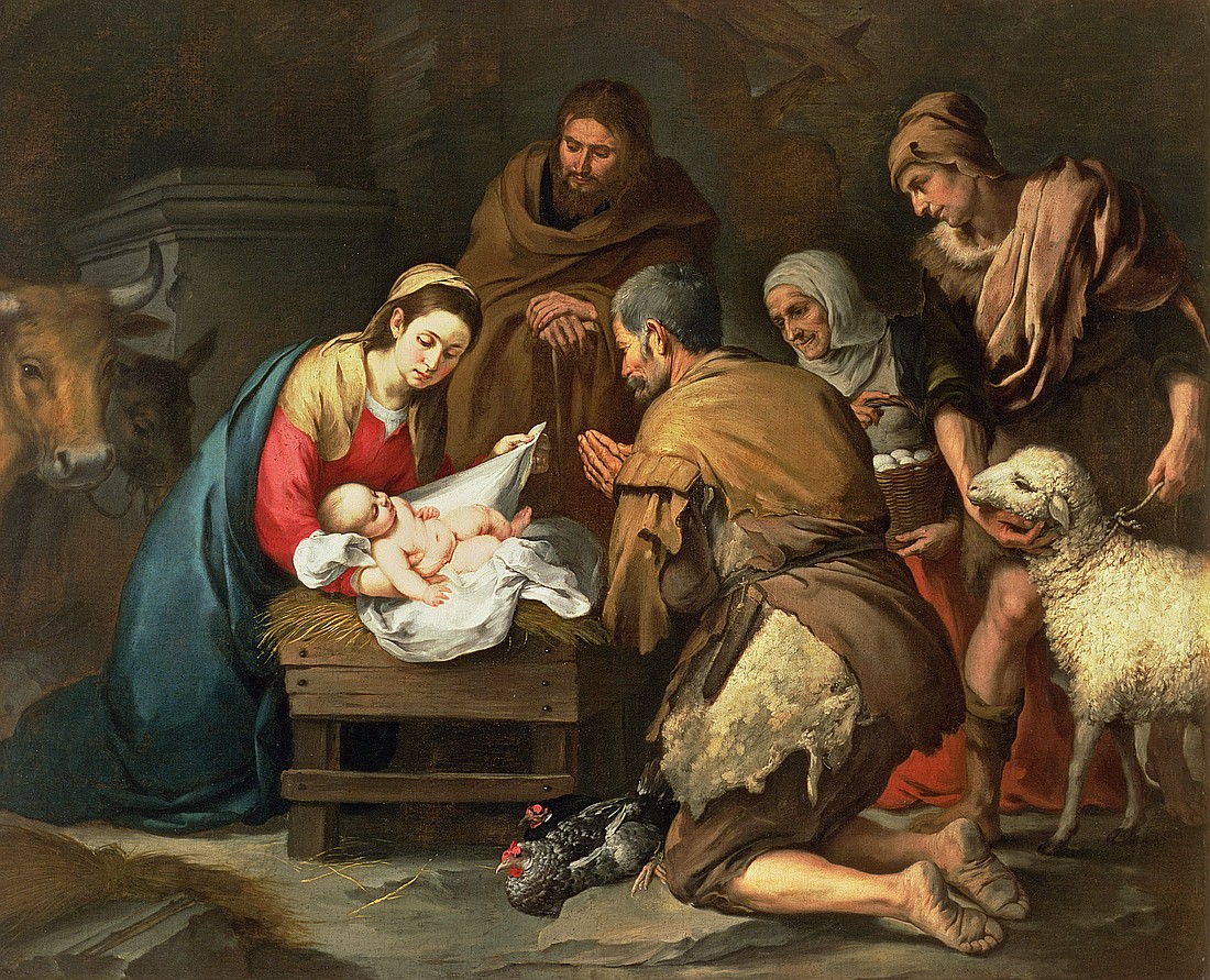 This is a 17th-century painting titled "The Adoration of the Shepherds" by Murillo, Bartolome Esteban. The feast of the Nativity of Christ, a holy day of obligation, is celebrated Dec. 25.  Editors: For editorial use in print and online through Feb. 26, 2026. No use is permitted after Jan. 20, 2025. (OSV News photo/Bridgeman)