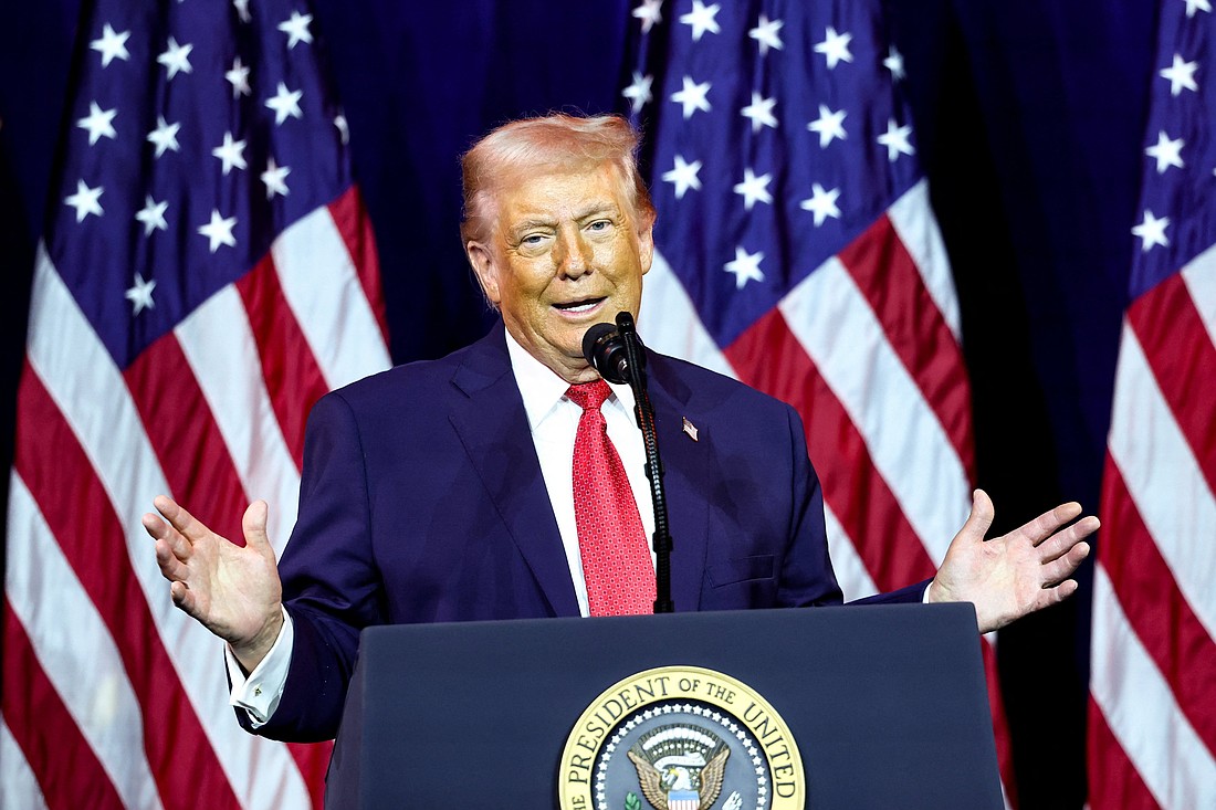 President Donald Trump speaks to House Republican lawmakers during their annual policy retreat in Washington Jan. 6, 2026. In comments to House Republicans on lingering health insurance policy debates, Trumptold members of his party to be "a little flexible" on the Hyde Amendment, a legislative provision prohibiting federal funds from paying for abortion. (OSV News photo/Kevin Lamarque, Reuters)