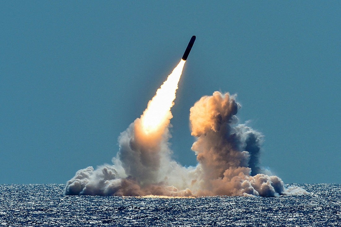 An unarmed Trident II D5 missile is test-launched from the Ohio-class U.S. Navy ballistic missile submarine USS Nebraska off the coast of California March 26, 2018. As global tensions accelerate, Archbishop Paul S. Coakley of Oklahoma City, president of the U.S. Conference of Catholic Bishops, has called the Feb. 4, 2026, expiration of the New START nuclear arms treaty "simply unacceptable," and urges nations to hold to the terms of the lapsing agreement. (OSV News photo/U.S. Navy/Mass Communication Specialist 1st Class Ronald Gutridge handout via Reuters) ATTENTION EDITORS - THIS IMAGE WAS PROVIDED BY A THIRD PARTY