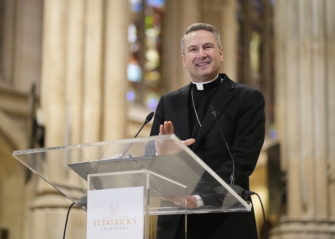 Archbishop Ronald A. Hicks speaks during a news conference at St. Patrick’s Cathedral in New York City Feb. 5, 2026, a day before he was to be formally installed as the archbishop of the Archdiocese of New York. (OSV News photo/Gregory A. Shemitz)