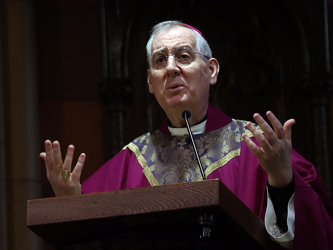 Bishop Mark O'Connell delivers the sermon at the Ash Wednesday service at the Cathedral of the Immaculate Conception on Feb. 18. (Thomas Killips photo)