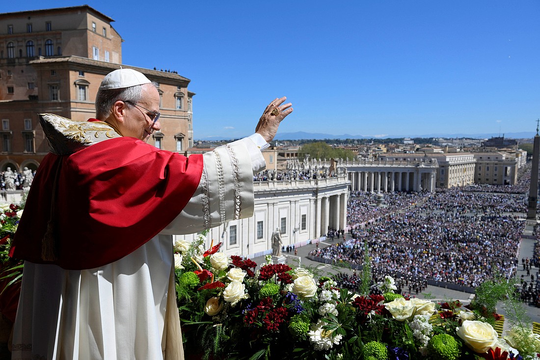 Pope Leo XIV delivers his "urbi et orbi" (to the city and the world) message from the main balcony of St. Peter's Basilica on Easter at the Vatican April 5, 2026. (OSV News photo/Vatican Media, ­handout via Reuters) ATTENTION EDITORS - THIS IMAGE WAS PROVIDED BY A THIRD PARTY.