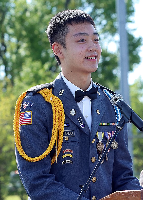 Lawrence Zhou, class salutatorian speaks during La Salle Institute's 176th graduation ceremony on May 16. (Tom Killips photo)