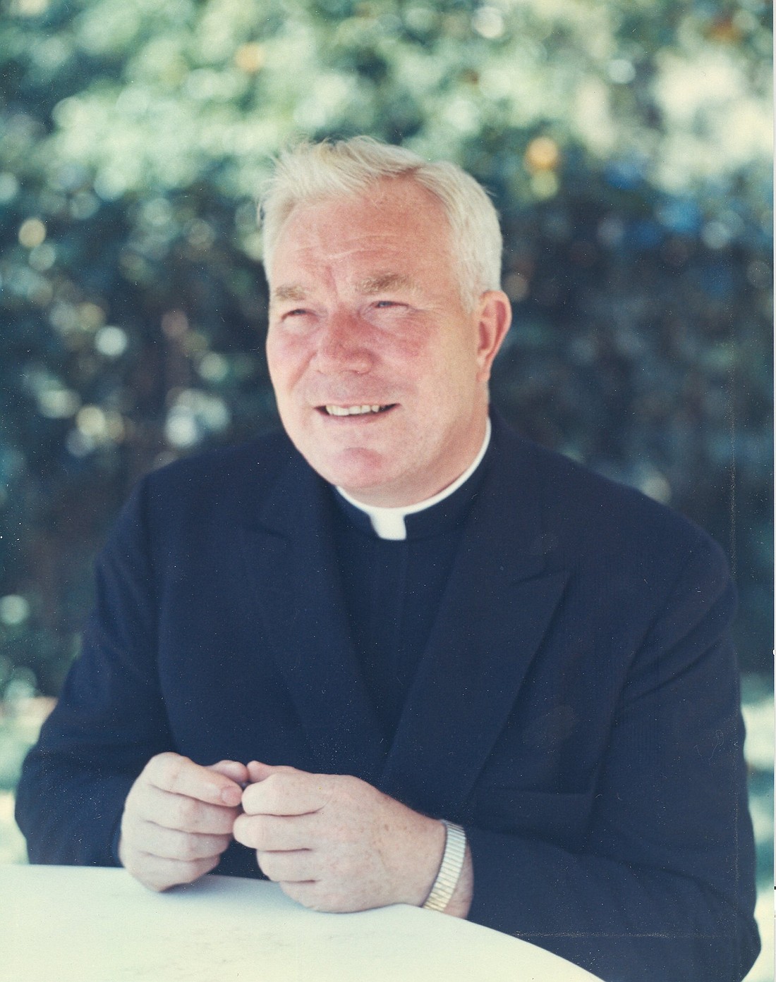 Father Patrick Peyton, a Holy Cross priest, who popularized the adage "The family that prays together stays together," is seen during the 1960s. (CNS photo/Family Theater Productions)