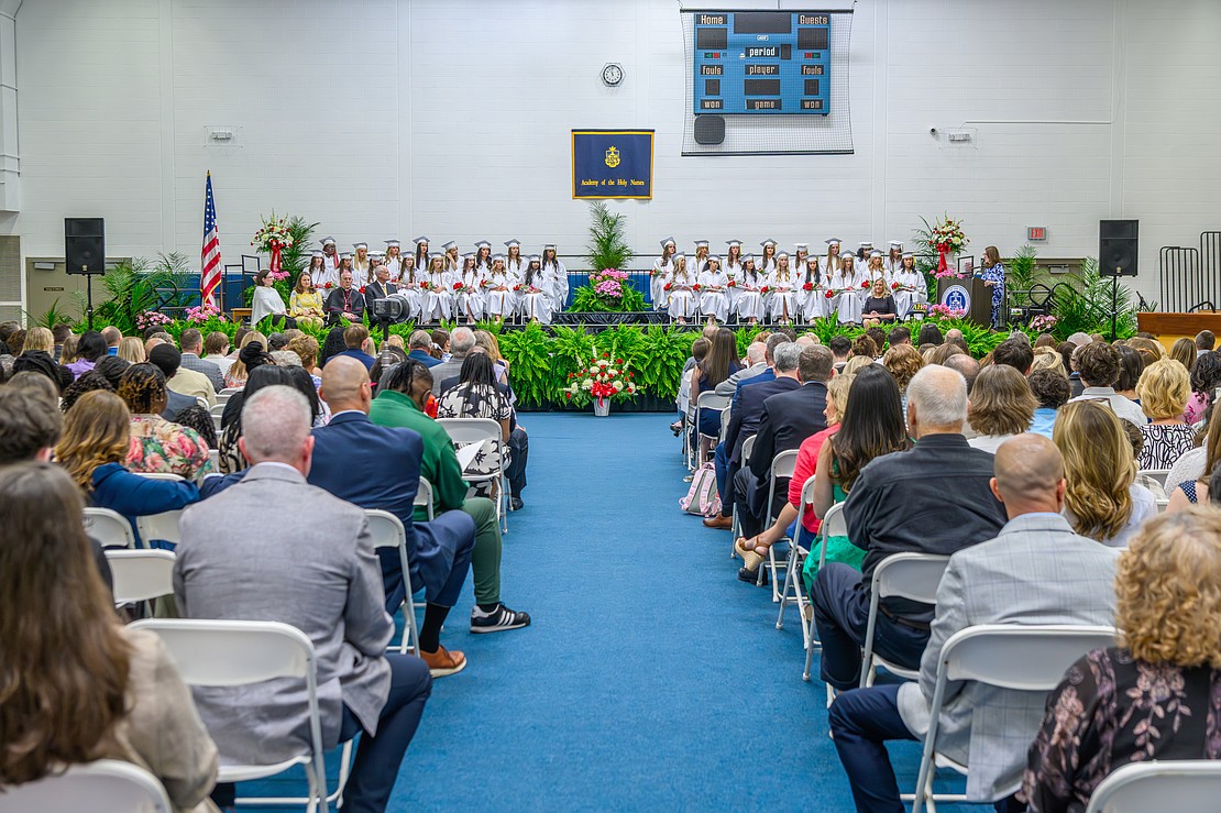 Principal Margaret Taranto delivers her address to the Class of 2026 during the commencement exercises on May 22 at the Academy of the Holy Names in Albany. (Vincent Giordano photo for The Evangelist)