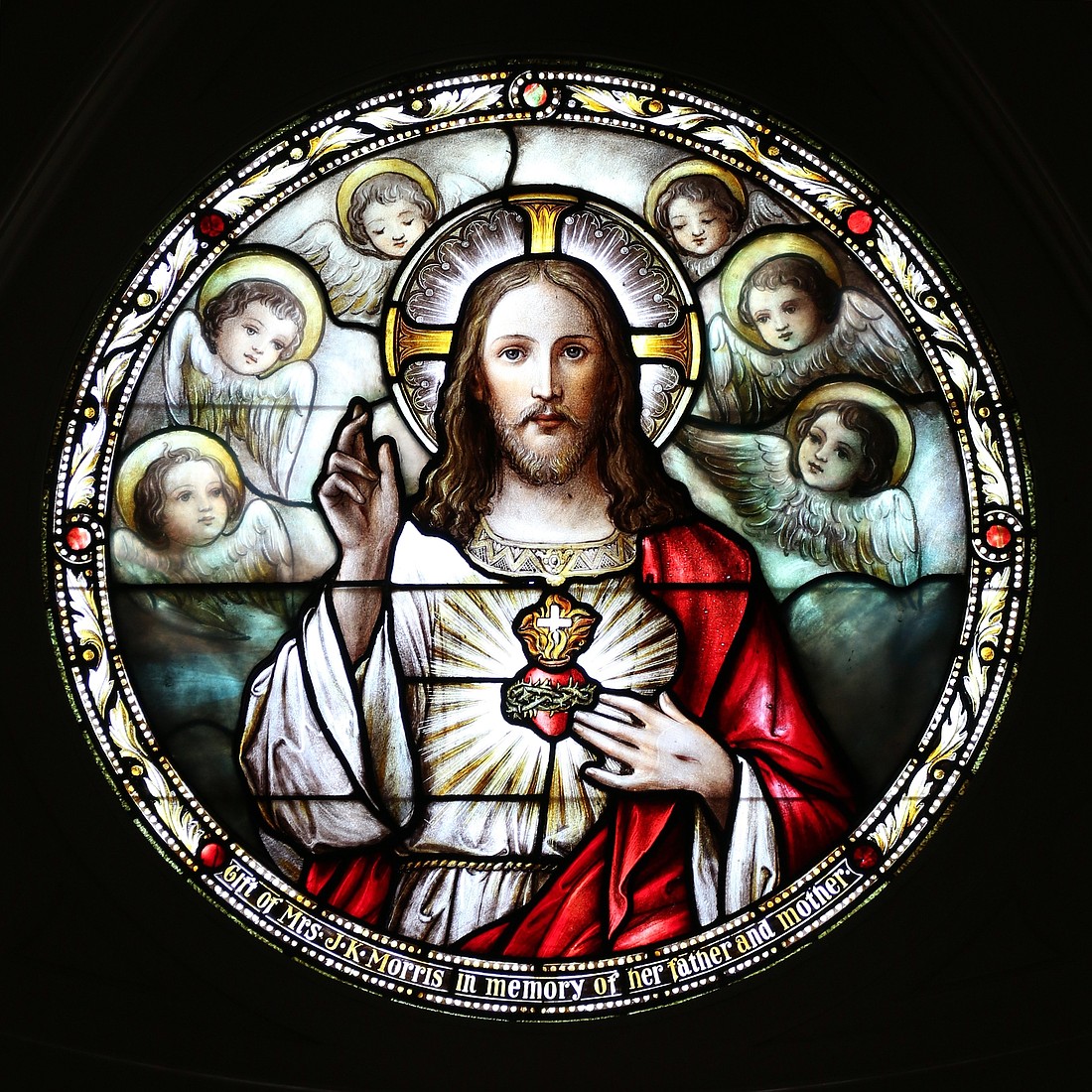 The Sacred Heart of Jesus is depicted in a stained-glass window at St. Andrew Church in Sag Harbor, N.Y., in this undated photo. (OSV News photo/Gregory A. Shemitz)