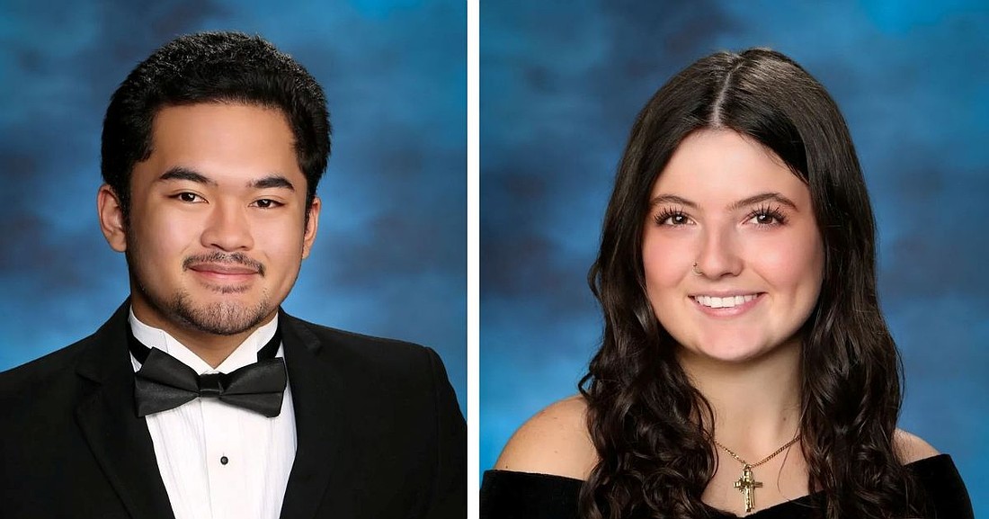 Jeremy Climaco, Valedictorian, and Madelynn McDade, Salutatorian, for Catholic Central School Class of 2026.