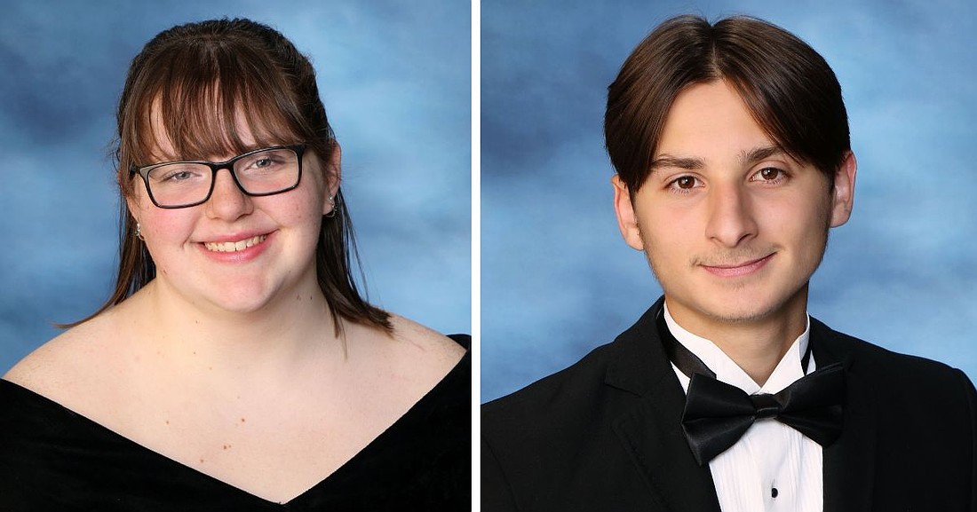 Emma Rucinski, Valedictorian, and Owen Lavoie, Salutatorian, for Notre Dame-Bishop Gibbons Class of 2026.
