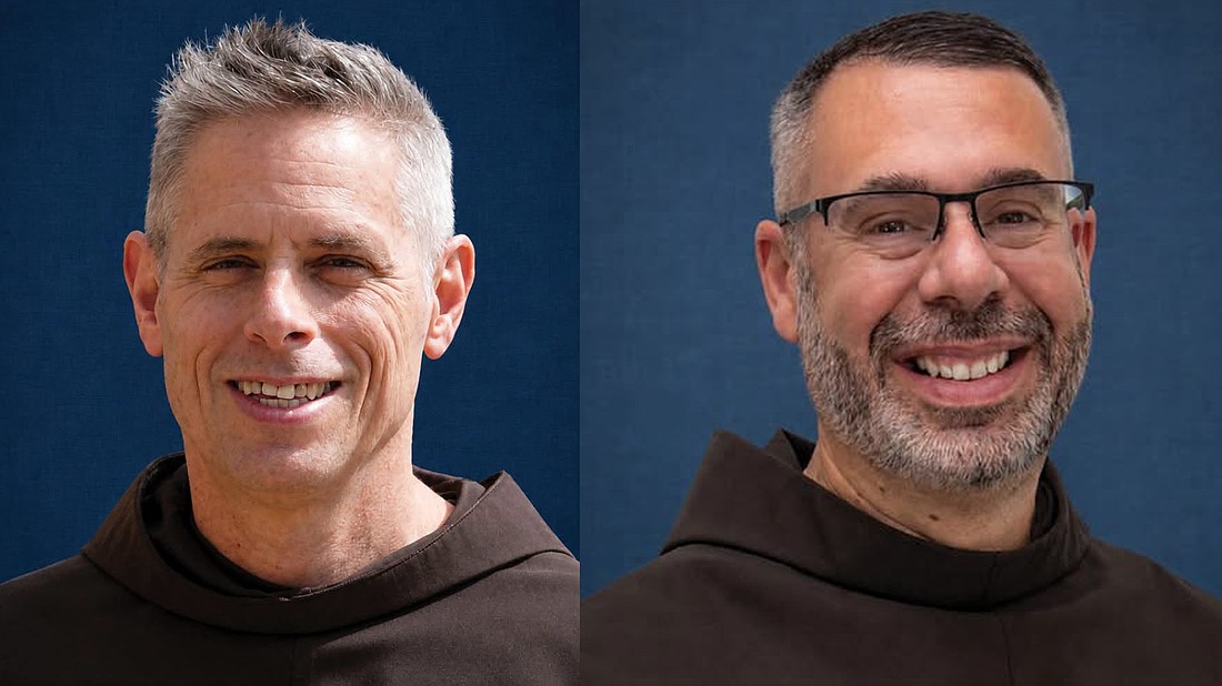 The friars of the Province of Our Lady of Guadalupe elected Brother Michael Perry, OFM, (l.) as the next provincial minister and Father Erick Lopez, OFM, as the next provincial vicar in a July 15 vote held at the 2026 Chapter of Elections in St. Louis, Mo. (Photo provided)