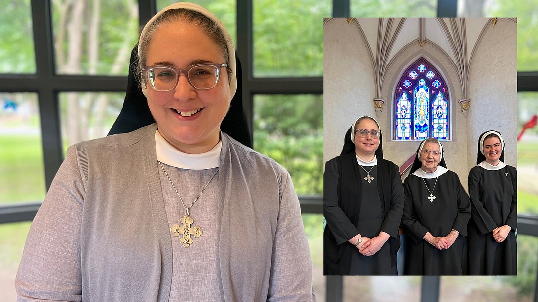 It’s an exciting time at St. Mary’s Academy with Sister Laurie-Marie Parisi, CR, the new principal — she is the only religious sister serving as a principal in the area’s 17 Catholic schools. On top of that, she is joined by Sister Angela Marie Leo (inset r.), and retired Sister Mary Lucille Borowski (inset c.) and they live in the new St. Mary’s Convent on Warren Street in Glens Falls. (Emily Benson photo and photo provided)