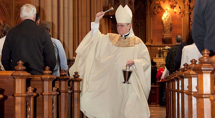 Bishop Scharfenberger during Easter Sunday Mass at the Cathedral.  Nate Whitchurch photo