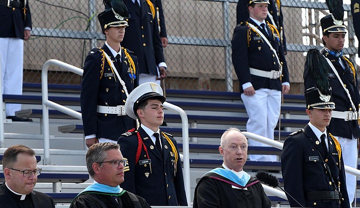 Scenes from Christian Brothers Academy’s graduation at the football stadium on Thursday in which 88 Cadets graduated.  Dr. James Schlegel, CBA president, gives the key-note speech.  (Photos by Michael P. Farrell)