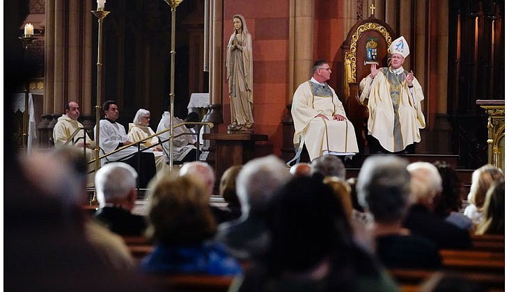 The 50th Annual Diocesan Marriage Jubilee Celebration, sponsored by the Office of Lay Ministry and Parish Faith Formation, was held at the Cathedral of the Immaculate Conception in Albany on Oct. 8.  Bishop Edward B. Scharfenberger delivers the homily.  Photos by Cindy Schultz for The Evangelist 