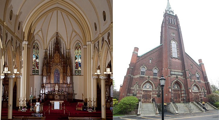 The Church of St. Adalbert is located on 550 Lansing Street in Schenectady and has been a haven for Polish people and their cultures and traditions for 116 years. In fact, the church still has a Mass in Polish every Sunday at 9 a.m., as well as confessions in English and Polish on Saturday. The book for the 75th anniversary of the church, begins, “Crested on a hill stands the Church of St. Adalbert, its magnificent steeple spiralling heavenward, a reminder of the Shrine of Our Lady of Czestochowa (Jasna Gora), the spiritual and focal point of Poland. Thus located, it offers panoramic views of the City  of Schenectady.” St. Adalbert was the sixth Roman Catholic Church in Schenectady when the original church was built in 1903, and the name was chosen because St. Adalbert was a Bohemian Missionary Bishop and friend of Prince Boleslaw the Brave of Poland. St. Adalbert was killed by pagan priests on April 23, 997 doing missionary work in East Prussia. The school, church and rectory were all built within seven months and were valued at $33,000. The original church burned in 1909 and the construction of the present church started in 1910 at a cost of $45,000. The parish mission statement is: “As members of the Church of Saint Adalbert, we strive to be a loving, vibrant Roman Catholic community, dedicated to being Church for one another and supportive, helpful, and caring to all. As we nurture our Polish Catholic heritage, we endeavor to be a community that welcomes everyone.”  Source: Church of St. Adalbert Jubilee book and church bulletin  All photos by Nate Whitchurch 