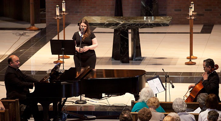 The 2019 Concert for Vocations was held on Tuesday, Aug. 6, at St. Pius X Church in Loudonville. The evening started with a holy hour and benediction from Bishop Edward B. Scharfenberger and was followed by a concert by the priests, seminarians, deacons and religious of the Diocese of Albany.   Photo: Sarah Guerra performs “Ave Maria” with Father Quy Vo and Father Rendell Torres.  Photos by Nate Whitchurch